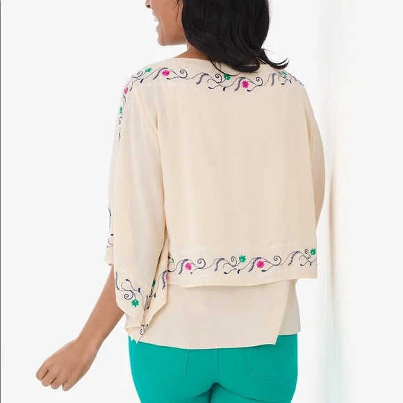 Chicos Gorgeous embroidered boho layered top Sm O - Picture 4 of 15